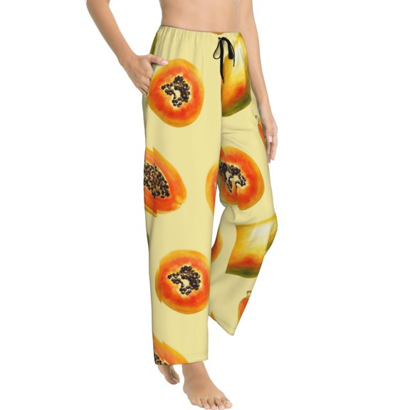 Pajama Pants Women - Tropical Papaya fruit Soft Breathable Sleep & Lounge Pants for Women, Comfy Casual Pj Pants Bottoms with Pockets