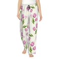 thumbnail image 1 of Pajama Pants Women, Tulips Flowers Green Leaves Sweatpants Soft Sleep Lounge Pants, Casual PJ Bottoms Pants with Pockets, 1 of 5