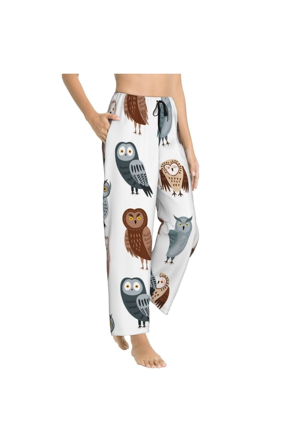 Pajama Pants Women - Ugly Dorky Owl Soft Breathable Sleep & Lounge Pants for Women, Comfy Casual Pj Pants Bottoms with Pockets