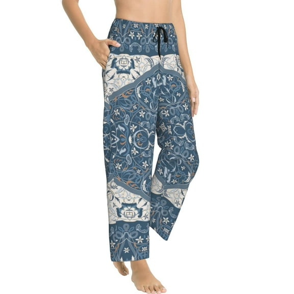 Pajama Pants Women - Vintage Blue Colored Blue Soft Breathable Sleep & Lounge Pants for Women, Comfy Casual Pj Pants Bottoms with Pockets
