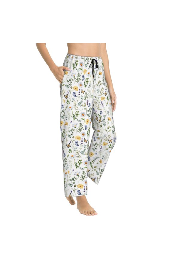 Pajama Pants Women - Watercolor Flower K Soft Breathable Sleep & Lounge Pants for Women, Comfy Casual Pj Pants Bottoms with Pockets