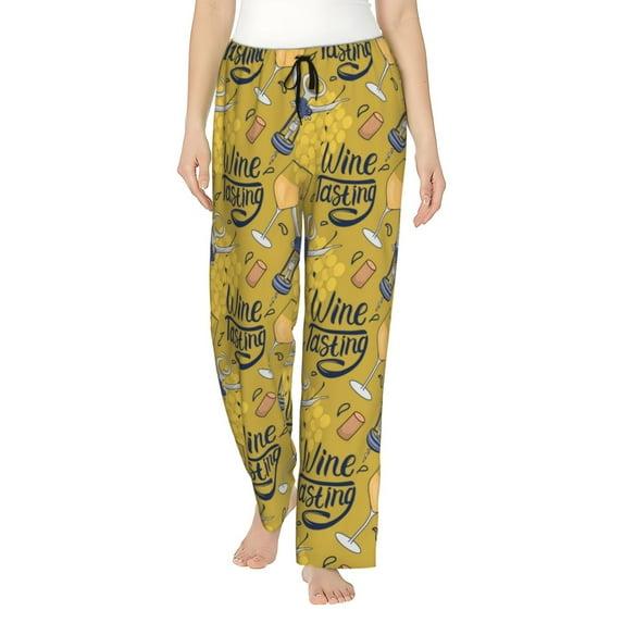 Pajama Pants Women, White Wine Seamless Sweatpants Soft Sleep Lounge Pants, Casual PJ Bottoms Pants with Pockets