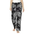 thumbnail image 1 of Pajama Pants Women, White palm leaves_G Sweatpants Soft Sleep Lounge Pants, Casual PJ Bottoms Pants with Pockets, 1 of 5