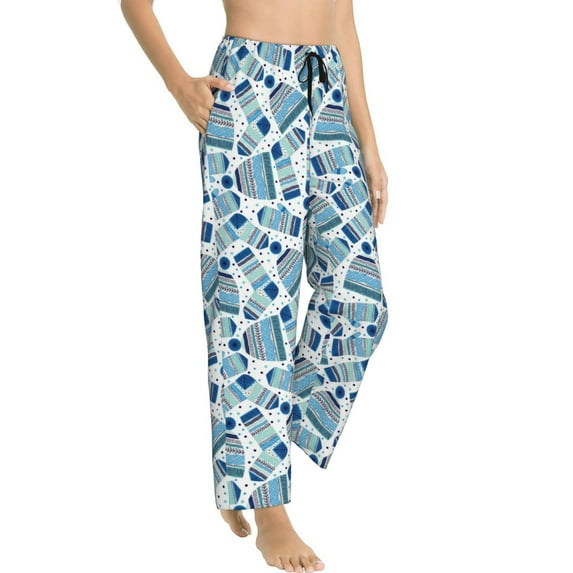 Pajama Pants Women, Winter Knit Hat and Socks Sweatpants Soft Sleep Lounge Pants, Casual PJ Bottoms Pants with Pockets