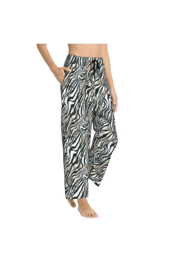 Pajama Pants Women - Zebra print black white Soft Breathable Sleep & Lounge Pants for Women, Comfy Casual Pj Pants Bottoms with Pockets