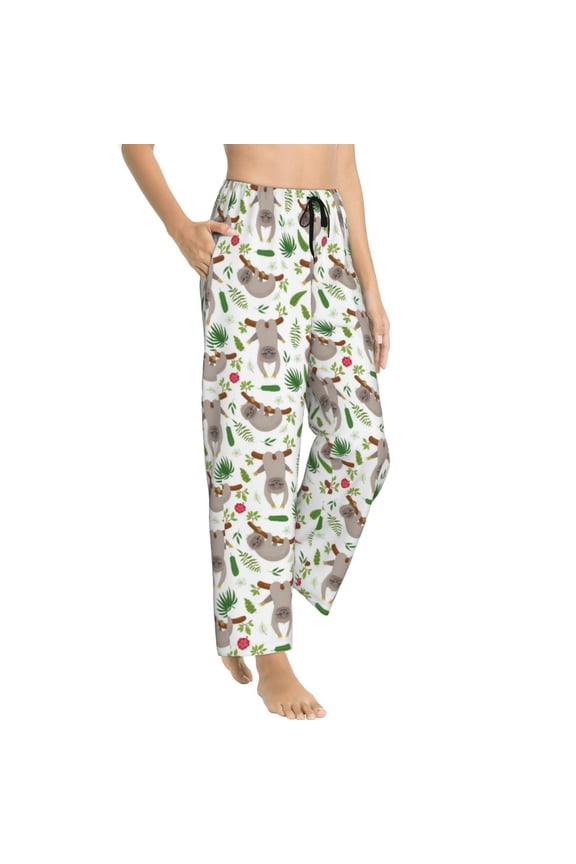 Pajama Pants Women - cute sloth Soft Breathable Sleep & Lounge Pants for Women, Comfy Casual Pj Pants Bottoms with Pockets