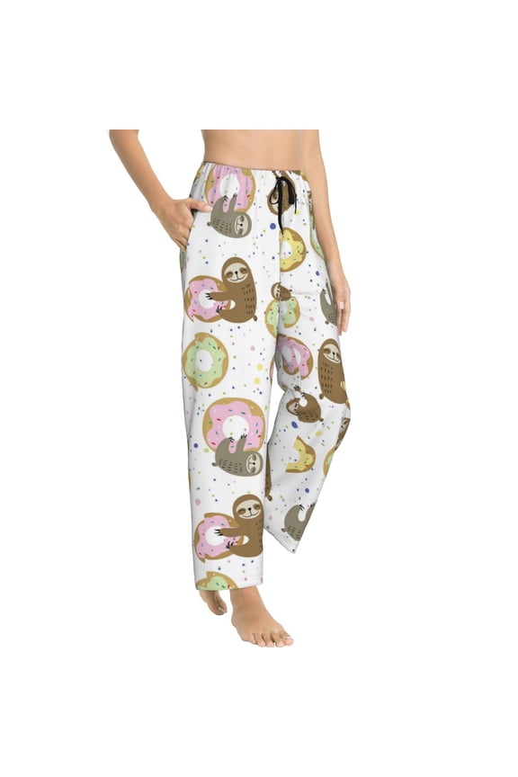 Pajama Pants Women - donut sloth Soft Breathable Sleep & Lounge Pants for Women, Comfy Casual Pj Pants Bottoms with Pockets