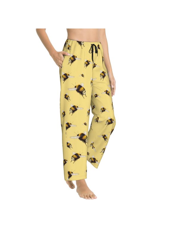 Pajama Pants Women - funny bumblebees yellow Soft Breathable Sleep & Lounge Pants for Women, Comfy Casual Pj Pants Bottoms with Pockets