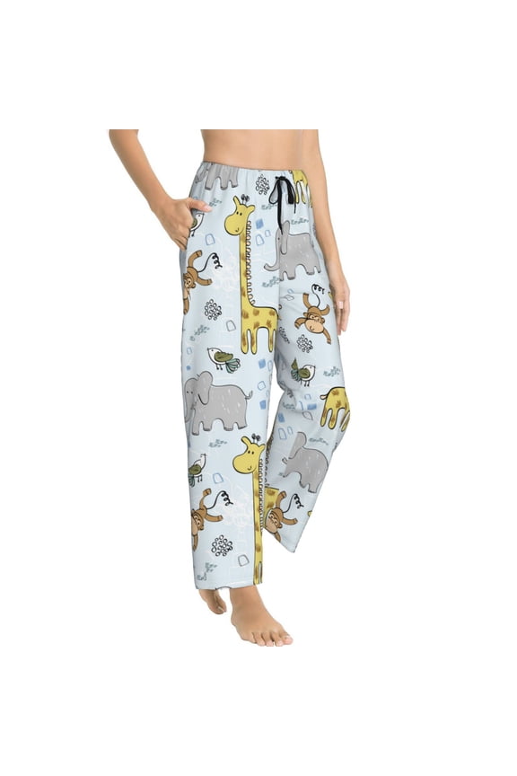 Pajama Pants Women - giraffe monkey_A Soft Breathable Sleep & Lounge Pants for Women, Comfy Casual Pj Pants Bottoms with Pockets