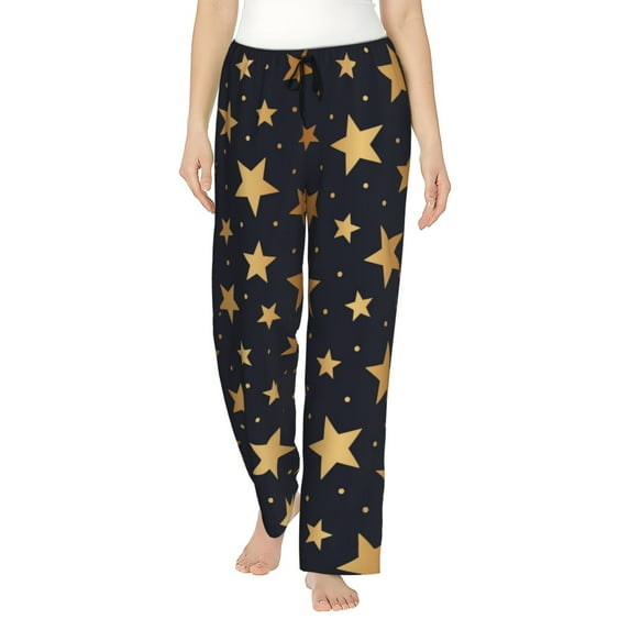 Pajama Pants Women, gold glitter star Sweatpants Soft Sleep Lounge Pants, Casual PJ Bottoms Pants with Pockets