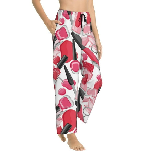 Pajama Pants Women - pink makeup Soft Breathable Sleep & Lounge Pants for Women, Comfy Casual Pj Pants Bottoms with Pockets