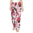 thumbnail image 1 of Pajama Pants Women, pink makeup Sweatpants Soft Sleep Lounge Pants, Casual PJ Bottoms Pants with Pockets, 1 of 5