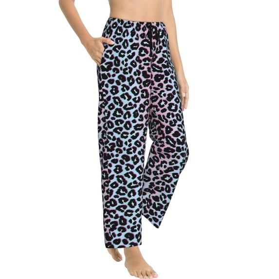 Pajama Pants Women, retro Leopard print trendy Sweatpants Soft Sleep Lounge Pants, Casual PJ Bottoms Pants with Pockets