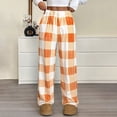 thumbnail image 1 of Pajama Pants Women's Plaid Sleep Pants| Lounging PJ Pants Multi Colors Orange M, 1 of 7