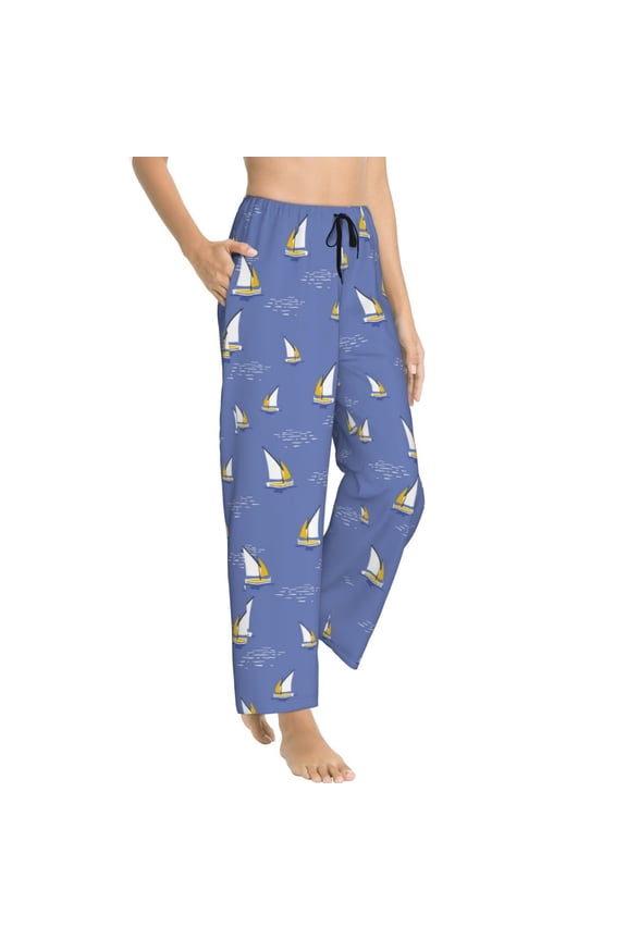 Pajama Pants Women - sailing yachts ocean waves Soft Breathable Sleep & Lounge Pants for Women, Comfy Casual Pj Pants Bottoms with Pockets