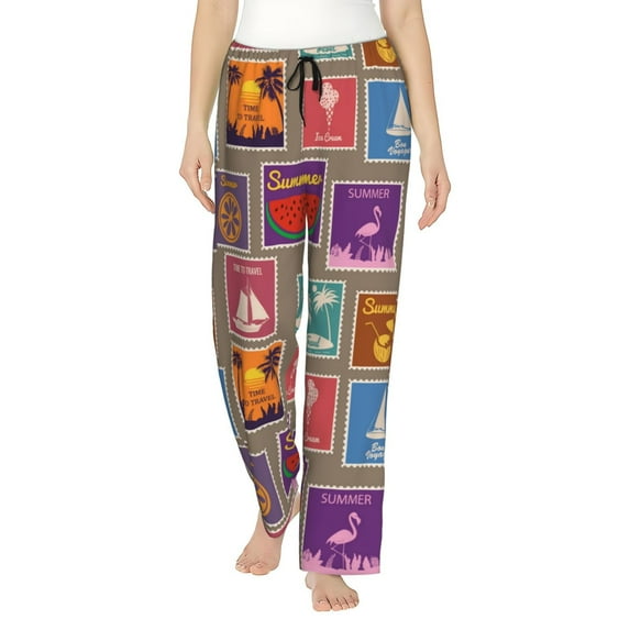 Pajama Pants Women - sumer Stamp Pattern Wide Leg Lounge Pants Women PJ Pants Casual Comfy Sleepwear with Pocket