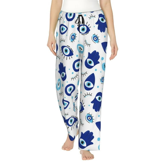 Pajama Pants Women, vintage blue evil eye Sweatpants Soft Sleep Lounge Pants, Casual PJ Bottoms Pants with Pockets