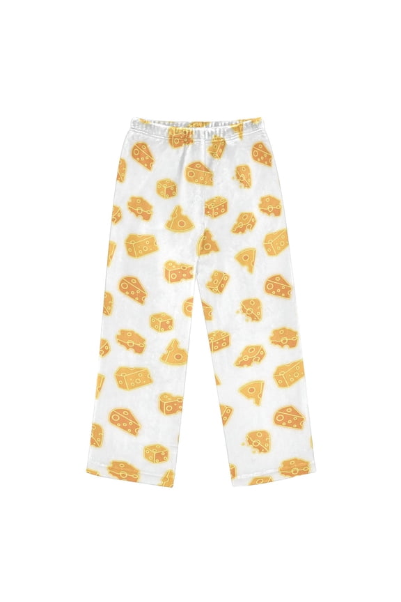 Pajama Pants Yellow Cheese Long Pant Lounge Casual Elastic Waist Sleep Flannel Pants
