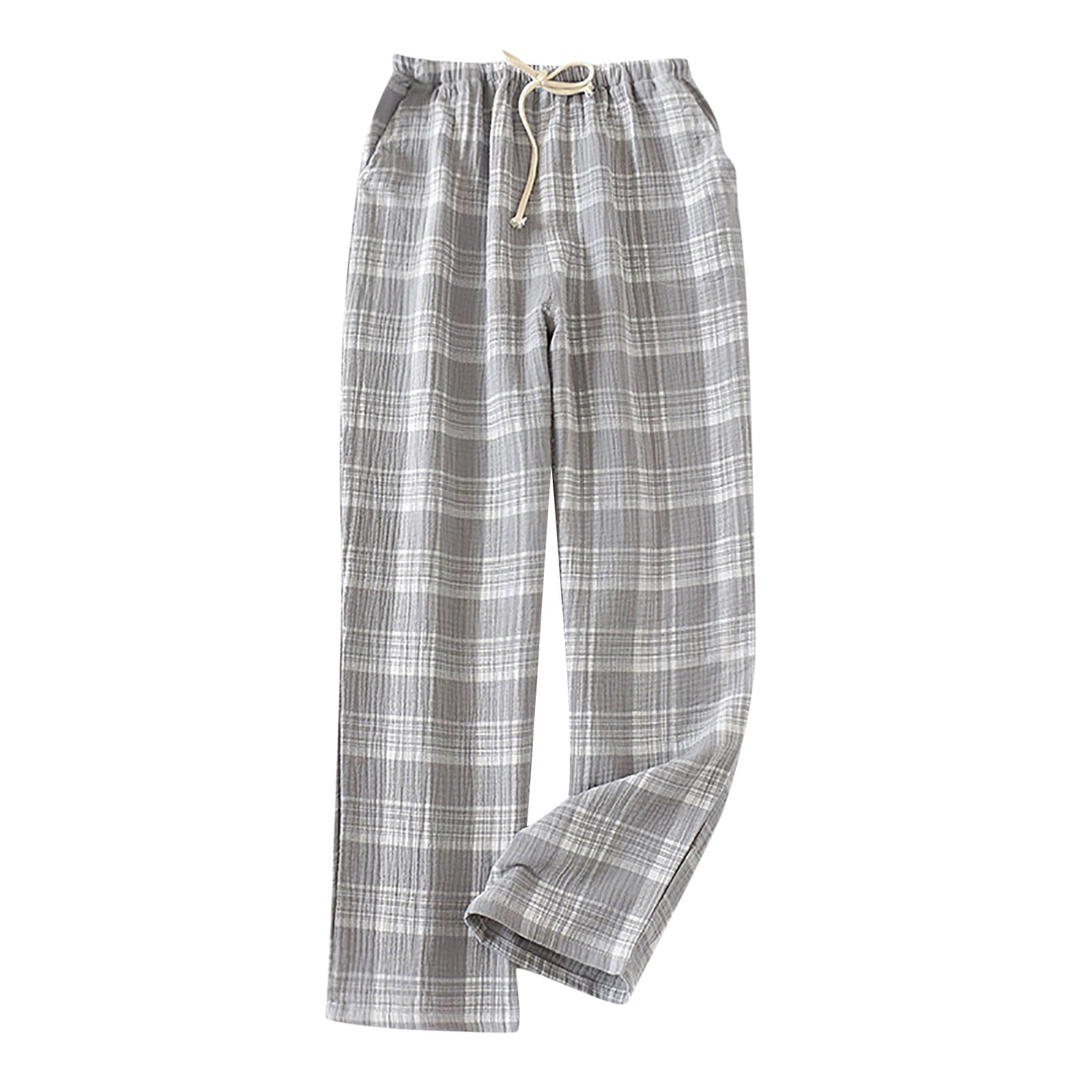 Pajama Pants for Men Casual Plaid Elastic Waist Drawstring Wide Leg Pants  Loose Comfy Lounge Trousers Sleepwear 