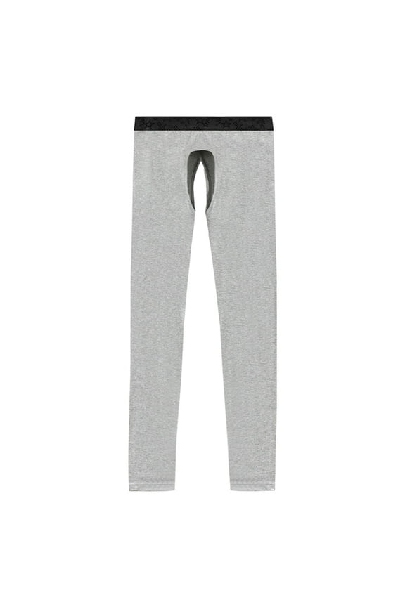 Pajama Pants for Men Open Crotch Thermal Base Layer Winter Warm Lined Tights Comfortable Indoor Pant