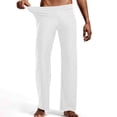 thumbnail image 1 of Pajama Pants for Men Straight Wide Leg Elastic Mid Waisted Trousers Mens Casual Solid Color Stretchy Breathable Loungewear Pajamas Pant, 1 of 8
