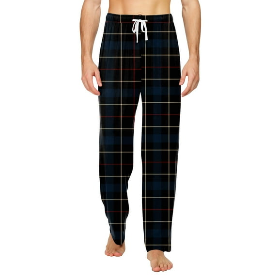 Pajama Pants for Men Women Funny Pant Matching Couples Unisex Pajamas Plaid Navy 3XL