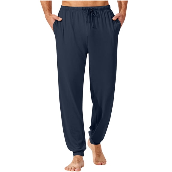 Pajama Pants for Men with Pockets Drawstring Elastic Waist Tapered Leg Trousers Mens Casual Solid Color Breathable Loungewear Athletic Workout Pant