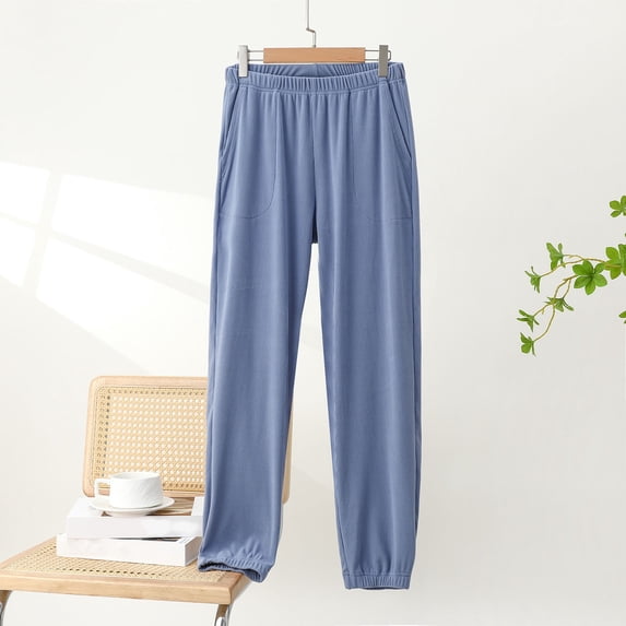 Pajama Pants for Men with Pockets Tapered Leg Trousers Mens Casual Solid Color Elastic Waist Comfortable Loungewear Homewear Pajamas Pant