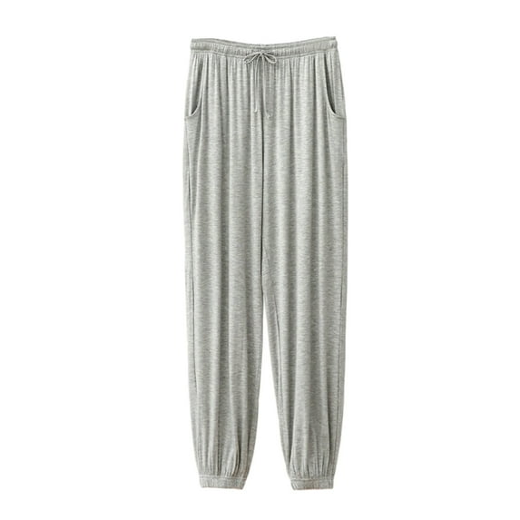 Pajama Pants for Men with Pockets and Drawstring Elastic Waist Loungewear Trousers Mens Casual Solid Color Tapered Leg Sleepwear Pajamas Pant