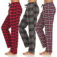 thumbnail image 1 of Pajama Pants for Women - 3 Pack Pajama Bottoms - Cotton Blend Flannel Plaid Lounge Pants, Comfortable PJ Pants Set B, X-Large, 1 of 7
