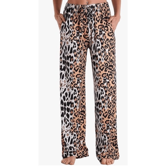 Pajama Pants for Women: Casual Comfy Loose Womens Pajama Pants, Floral Printed Plus Size Full Length Pants Elastic Waist Pajama Pants with Pockets