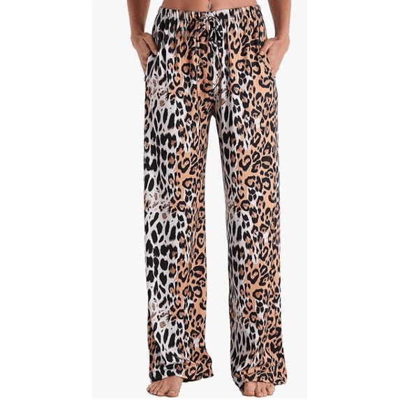 Pajama Pants for Women: Casual Comfy Loose Womens Pajama Pants, Floral Printed Plus Size Full Length Pants Elastic Waist Pajama Pants with Pockets