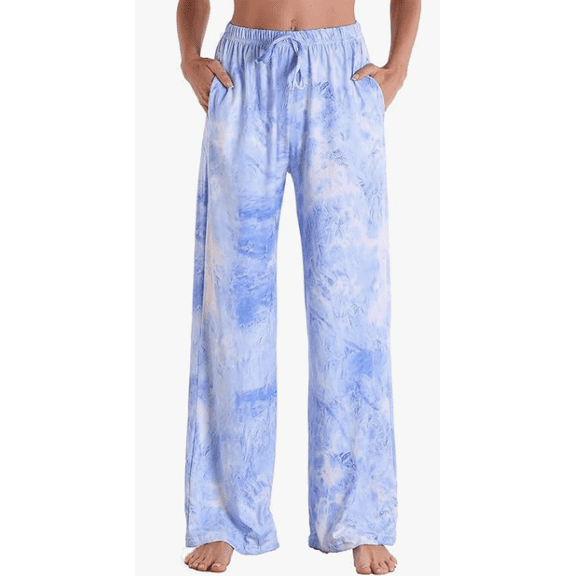 Pajama Pants for Women: Casual Comfy Loose Womens Pajama Pants, Floral Printed Plus Size Full Length Pants Elastic Waist Pajama Pants with Pockets