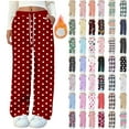 thumbnail image 1 of Pajama Pants for Women Floral Printed Elastic Waist Pajama Bottoms Casual Comfy Loose Cotton Sleepwear Plus Size Full Length Pants with Pockets S-2XL, 1 of 5