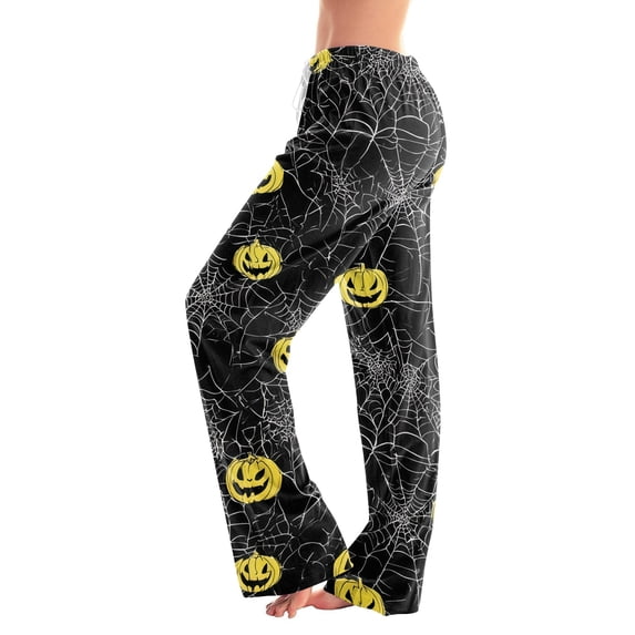 Pajama Pants for Women Halloween Pumpkin Print Soft Drawstring Comfy Sleep Pants