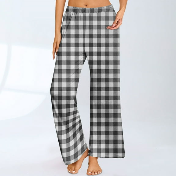 Pajama Pants for Women Soft Comfy Pajama Bottoms Casual Stretch Wide Leg Pants with Pockets 12-Gray S