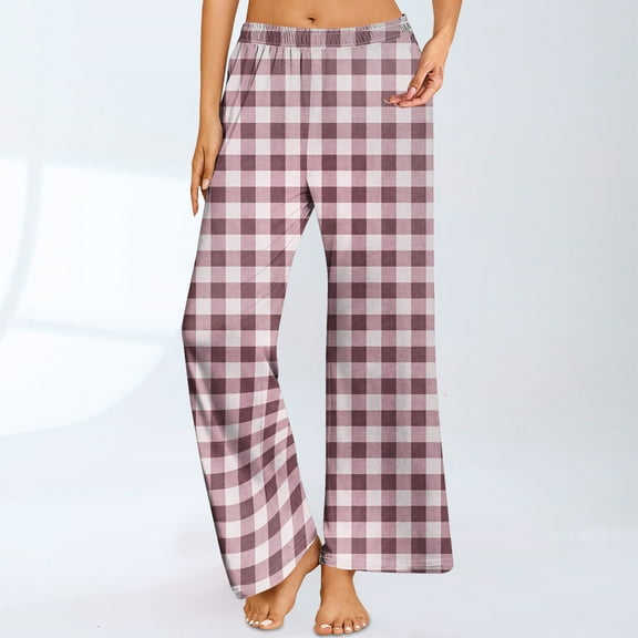 Pajama Pants for Women Soft Comfy Pajama Bottoms Casual Stretch Wide Leg Pants with Pockets 16-Light pink S