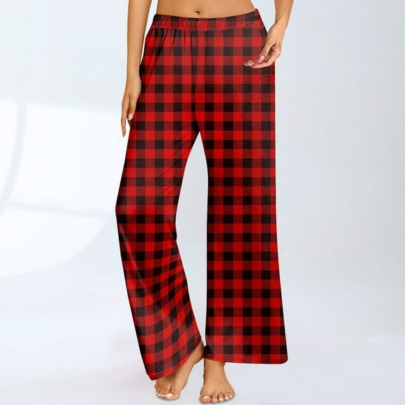 Pajama Pants for Women Soft Comfy Pajama Bottoms Casual Stretch Wide Leg Pants with Pockets 22-Red M