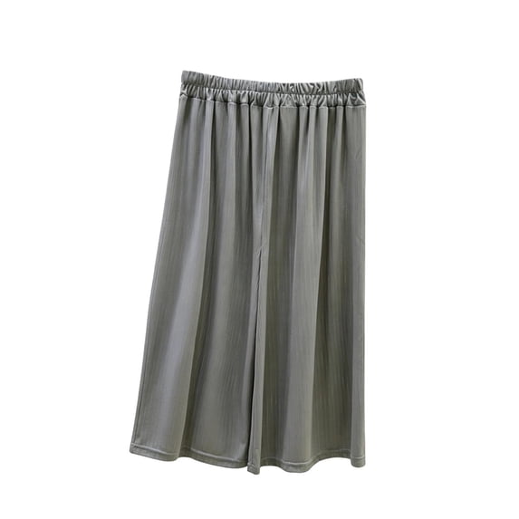 Pajama Pants for Women Soft Wide Leg Capris with Elastic Waist Summer Breathable Lounge Capri Pants Gray Free Size