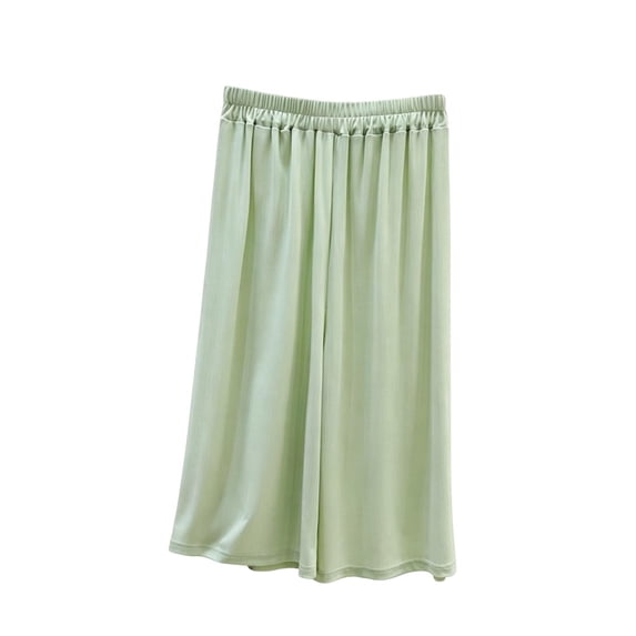 Pajama Pants for Women Soft Wide Leg Capris with Elastic Waist Summer Breathable Lounge Capri Pants Green Free Size