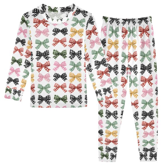 Pajama Plaid Bow Cute Comfortable Cotton Two-piece Pajama Set