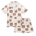 thumbnail image 1 of Pajama Set Cartoon Bear Button-up Short-sleeved Shorts 2 Piece Casual Sleepwear, 1 of 7