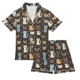 thumbnail image 1 of Pajama Set Cats Button-up Short-sleeved Shorts 2 Piece Casual Sleepwear, 1 of 7