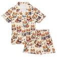 thumbnail image 1 of Pajama Set Cute Corgi Wearing Small Scarves Button-up Short-sleeved Shorts 2 Piece Casual Sleepwear, 1 of 7