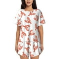 thumbnail image 1 of Pajama Set For Women 2 Piece - Pale Red Lobster Print Lounge Set Short Sleeve Tops And Shorts Pj Sets With Pockets, 1 of 8