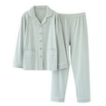 thumbnail image 1 of Pajama Set For Women Long Sleeve Shirt and Pajama Pants Sleepwear Button Down Lapel Pj Sets Soft Loungewear, 1 of 3