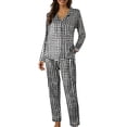 thumbnail image 1 of Pajama Set Women Cute Pajamas Sets Long Sleeve Sleepwear Button Loungewear Soft 2 Piece Pj Set With Pockets Long Pants Summer Pajamas for Women, 1 of 3