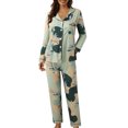 thumbnail image 1 of Pajama Set Women Fall Classic Pajama Set Long Sleeve Button Down Collared Shirt with Relaxed Fit Pants 2 Piece Outfit Casual Sleepwear Loungwear Night Shirts for Women Sleepwear R M, 1 of 6