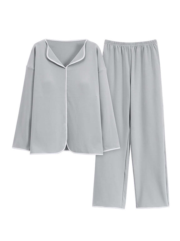 Pajama Set Women Petite Pajama Set Petite Length Tunic Top Wide Leg Pants Summer Pajamas for Women