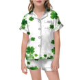 thumbnail image 1 of Pajama Set for Girls 2PC St. Patrick's Day Lapel Button up Kids Loungewear Boys Sleepwear 2 Piece Outfits Z01-White 4-5 Years, 1 of 4